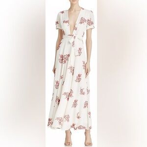 Sadie  & Sage burgundy floral embroidery flower maxi dress white spring maxi